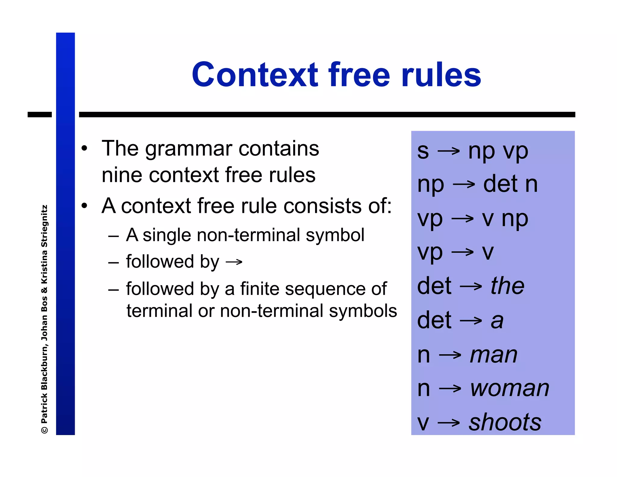 Lecture 7: Definite Clause Grammars