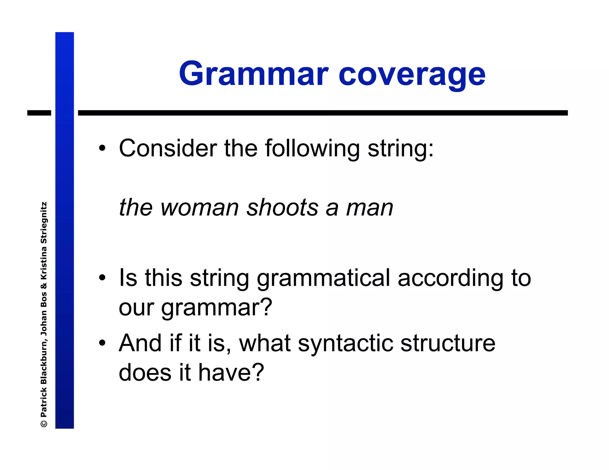 Lecture 7: Definite Clause Grammars