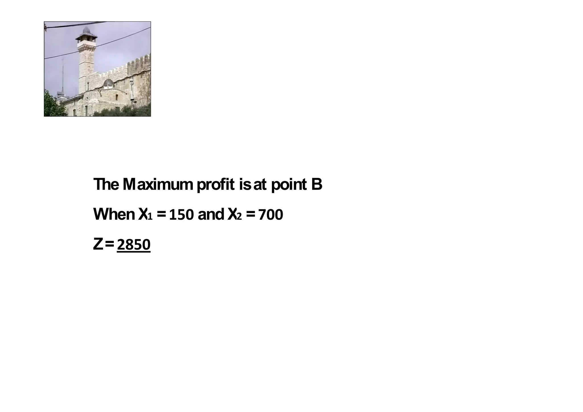 The Maximum profit is at point B
When X =      and X =
Z=
 