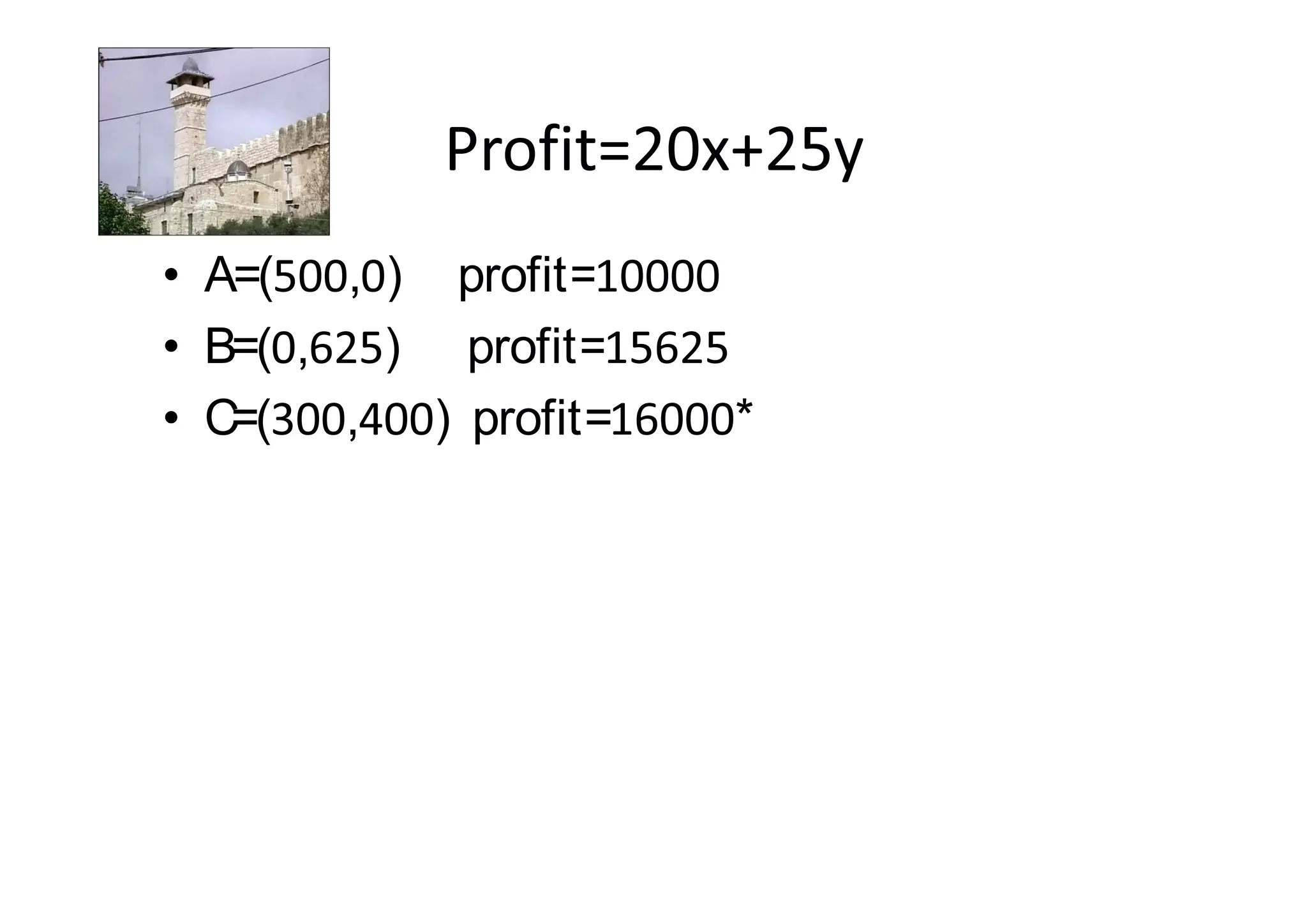 A=( , ) profit=
B=( , ) profit=
C=( , ) profit=   *
 