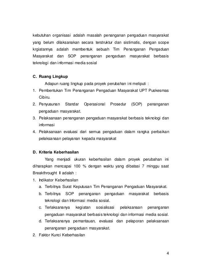 Proyek Perubahan Diklat Pim Iv Penanganan Pengaduan