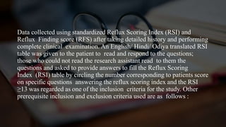 Rfs Score Clinical evaluation of Laryngopharyngeal reflux and its response to ...