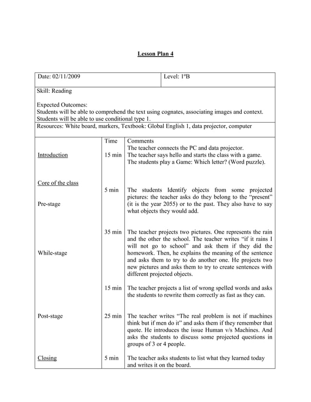 Lesson Plans - First Unit | DOCX