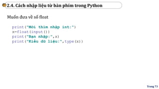 float trong python là gì? cú pháp float() dùng... Ky thuat Lap trinh voi Python - Tran Duy Thanh | PDF