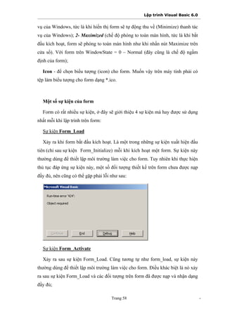 Form Windowstate Visual Basic Lập trình với microsoft visual basic 6.0 | PDF