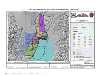 33 | G S C L O C A L P U B L I C T R A N S P O R T R O U T E P L A N 2 0 1 7
Figure 12: MAP OF SURVEY POINTS RELATIVE TO PUBLIC TRANSPORT INFLUENCE AREAS (ZONES)
 