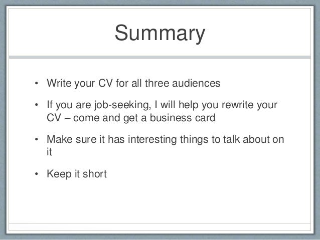 how to write a summary for a resume examples