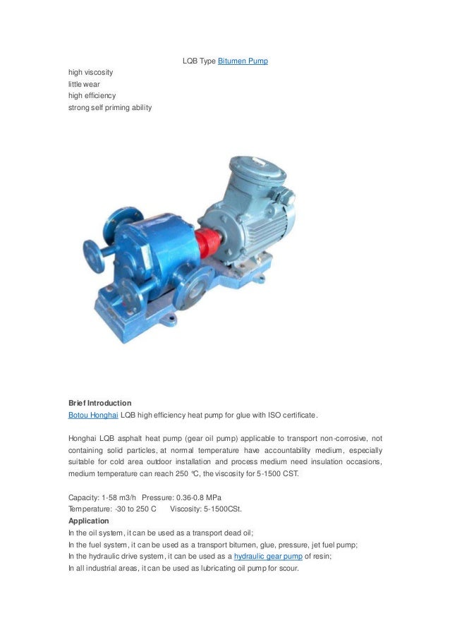 Lqb type bitumen pump