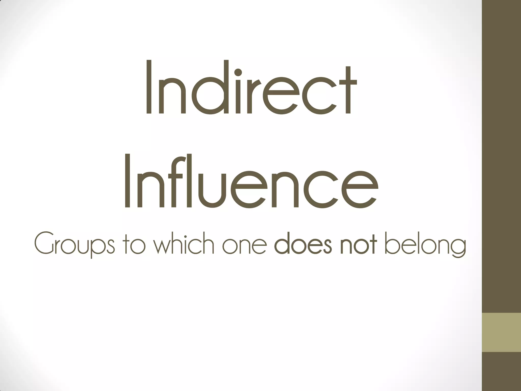 Indirect
Influence
Groups to which one does not belong
 