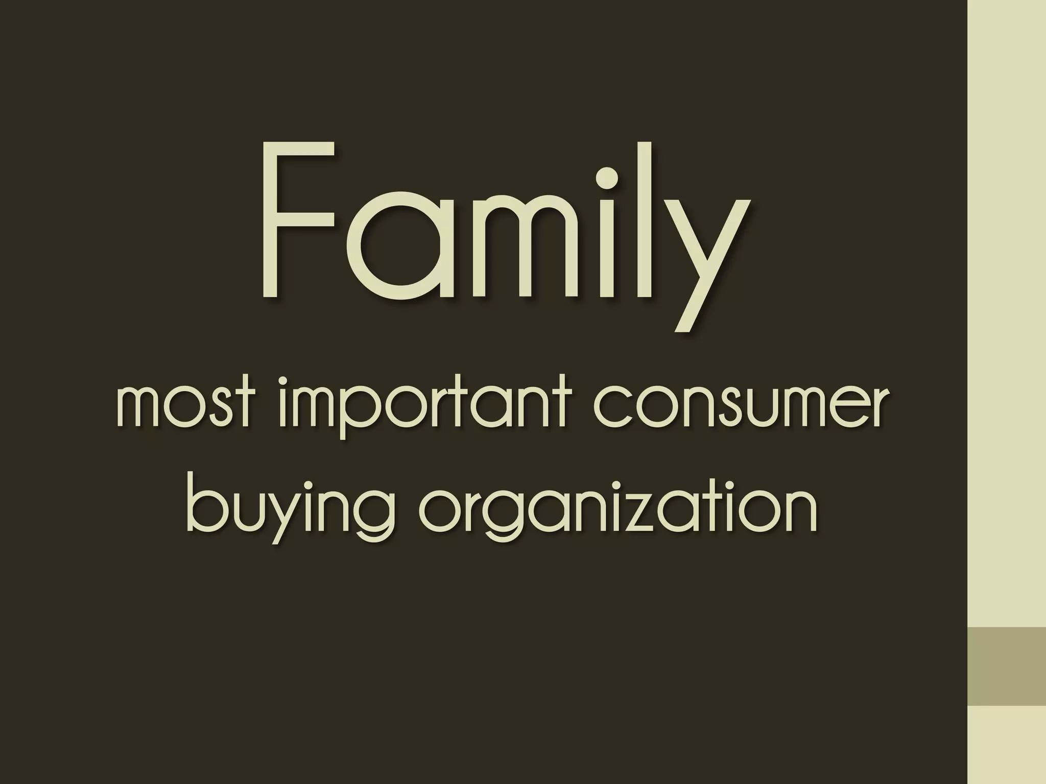 Family
most important consumer
buying organization
 