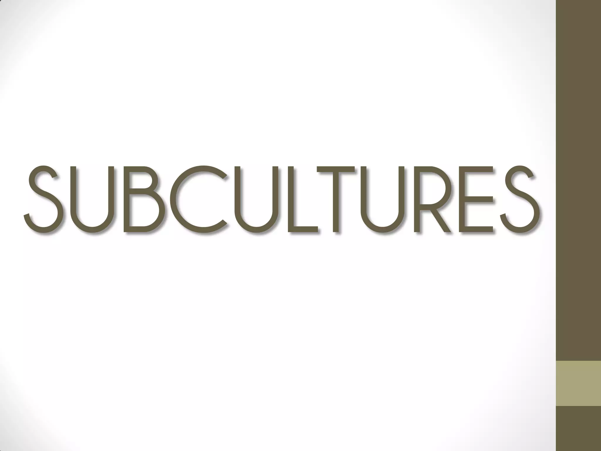 SUBCULTURES
 