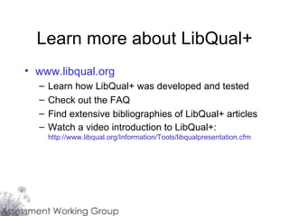Overview of LibQual+ for Library Staff | PPT