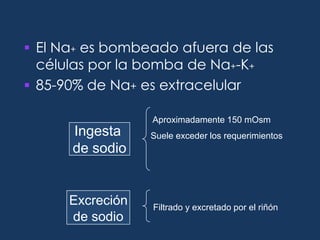 Presión osmótica [soln] =  Pparcial soluto + Pparcial solutoLa presión osmótica efectiva depende sólo de las sustancias que no pueden atravesar los poros de la membrana semipermeable:Proteínas disueltas en el plasma Causa principal de la diferencia de presión osmótica efectiva entre el plasma y líquido intersticial