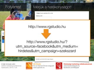 Folyamat Lépésről lépésre az ügyfelekhez 
RG Stúdió 
És az Internet Önnek dolgozik! 
www.rgstudio.hu 
Közösségi marketing ...