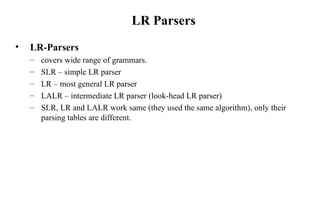 Comprehensive Overview of LR Parsing Techniques and Algorithms | PPT