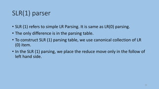 LR(1) and SLR(1) parsing | PPTX