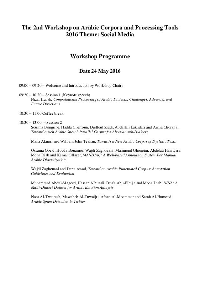 Osact2 Lrec 2016 Workshop Proceedings