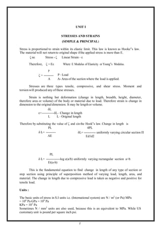 strength of materials notes and syllabus | PDF