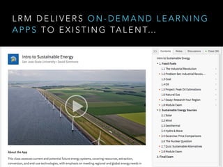 L R M D E L I V E R S O N - D E M A N D L E A R N I N G
A P P S T O E X I S T I N G TA L E N T…
 