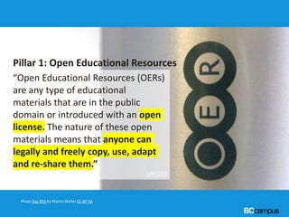 Pillar 1: Open Educational Resources
Photo Day #93 by Martin Weller CC-BY-SA
“Open Educational Resources (OERs)
are any ty...