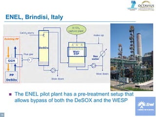 ENEL, Brindisi, Italy
 The ENEL pilot plant has a pre-treatment setup that
allows bypass of both the DeSOX and the WESP
16
 