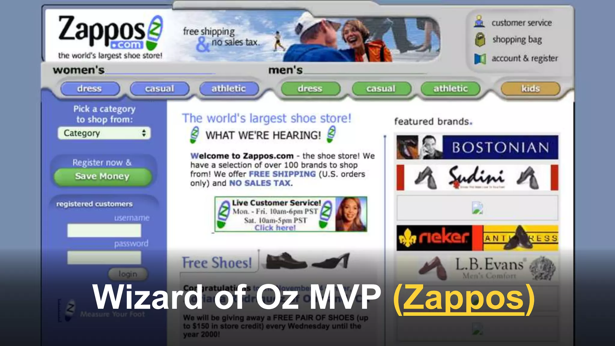Wizard of Oz MVP (Zappos)
 