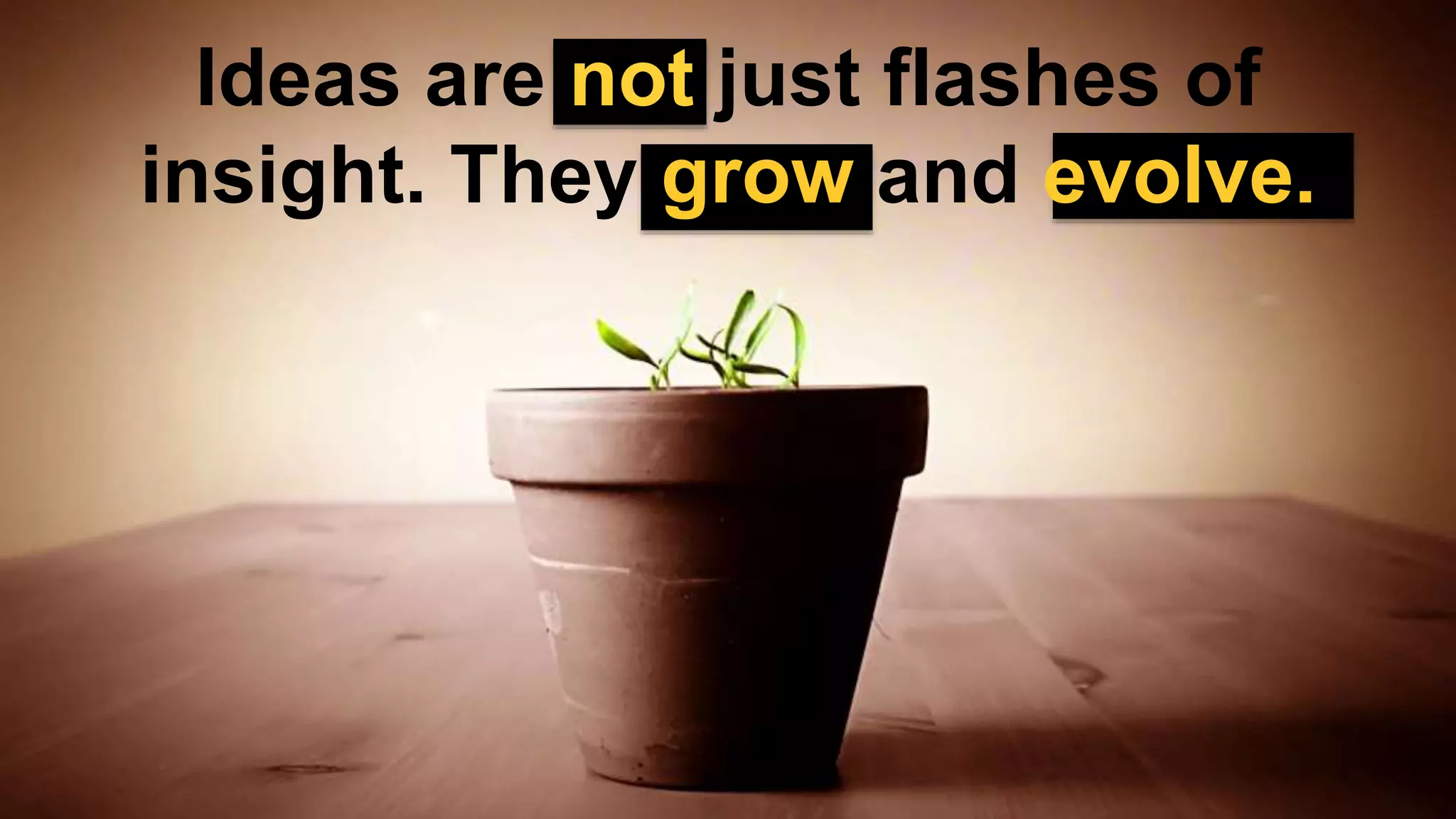 Ideas are not just flashes of
insight. They grow and evolve.
 
