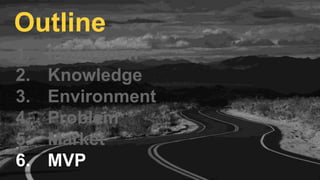 1. Inspiration
2. Knowledge
3. Environment
4. Problem
5. Market
6. MVP
Outline
 