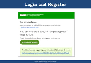 DEPARTMENT OF EDUCATION
Login and Register
 