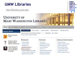 UMW Libraries
http://libraries.umw.edu/
 