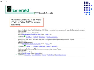 • Click on “OpenURL 1” or “View
HTML” or “View PDF” to access
the article
 
