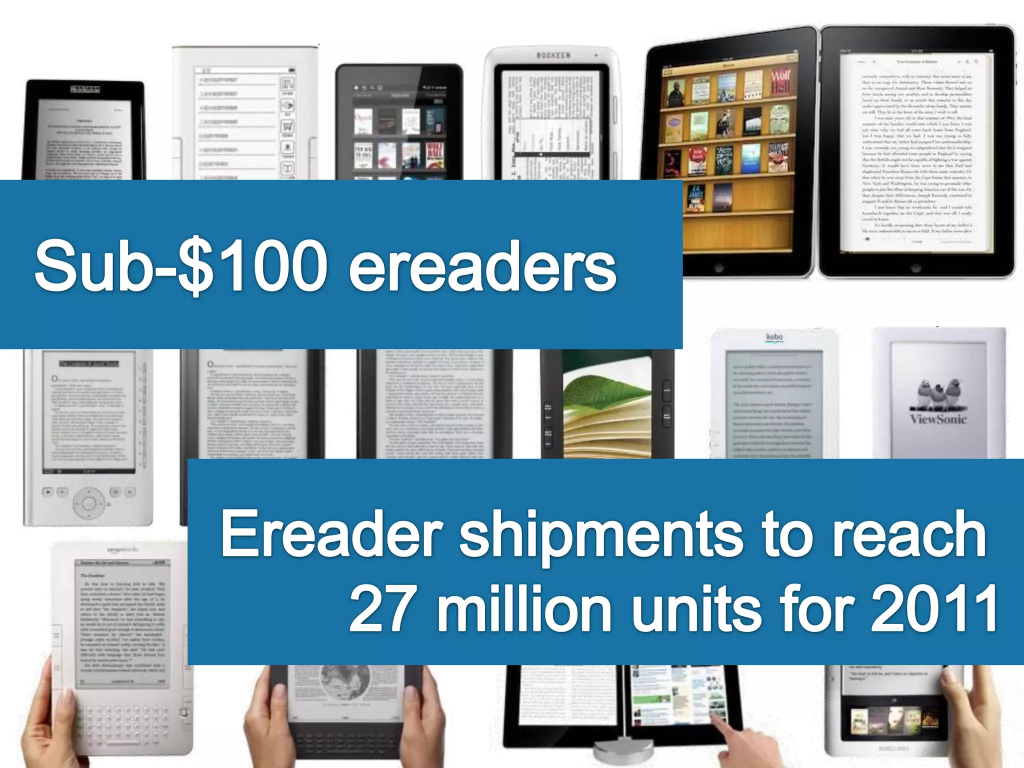 Sub-$100ereadersEreader shipments to reach 27 million units for 2011