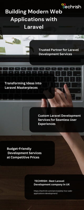 Trusted Partner for Laravel
Development Services
Transforming Ideas into
Laravel Masterpieces
Custom Laravel Development
Services for Seamless User
Experiences
Budget-Friendly
Development Services
at Competitive Prices
TECHRISH : Best Laravel
Development company in UK
https://techrish.com/service/php-mvc-web-
applications-development/
Building Modern Web
Applications with
Laravel
 