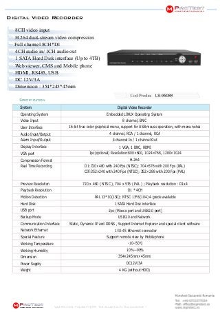DVR - Digital Video Recorder 8 canale video