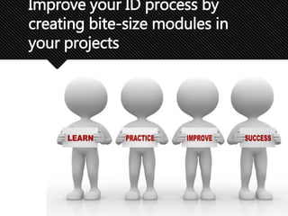 Improve your ID process by
creating bite-size modules in
your projects
 