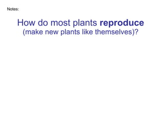 How do most plants  reproduce   (make new plants like themselves)? Notes: 
