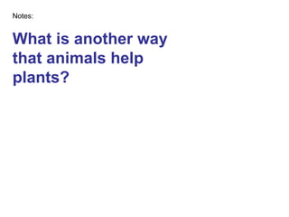 What is another way that animals help plants? Notes: 