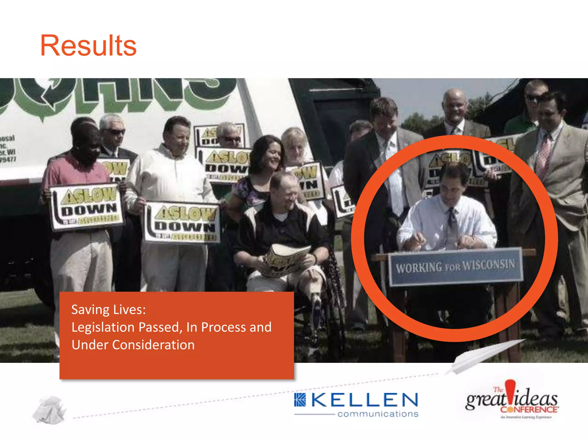 Results

Saving Lives:
Legislation Passed, In Process and
Under Consideration

 