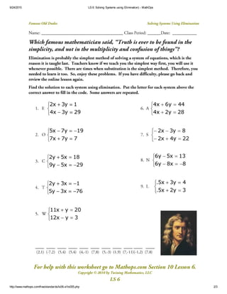 9/24/2015 LS 6: Solving Systems using Elimination) - MathOps
http://www.mathops.com/free/standards/ls06-a1ls005.php 2/3
 