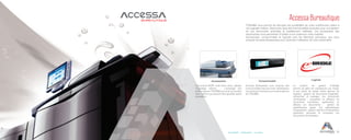 Accessibilité Collaboration Innovation 13
Accessa Bureautique
Consommable
Accessa Bureautique vous propose des
consommables tels que toner, développeur
noir, tambour et autres pour toute la gamme
de TOSHIBA .
Logiciel
La solution de gestion E-Bridge
permet de gérer les impressions par niveau
et par poste de travail. Notre gamme de
logiciels : gestion de documents (organisez,
recherchez et partagez vos documents
d’entreprise) ; acquisition et diffusion de
documents (numérisez, agrémentez et
diffusez vos documents) ; gestion de
périphériques (gérez vos périphériques
d’impression) ; gestion des flux d’impressions
(optimisez, sécurisez et composez vos
documents d’impression.
Accessoires
Documents RADF, unité recto-verso, plateau
d’agrafage externe, … L’avantage des
photocopieurs TOSHIBA est qu’ils se vendent
avec options qui peuvent être ajoutées après
acquisition.
TOSHIBA vous permet de décuplez les possibilités de votre multifonction grâce à
nos logiciels métiers. Découvrez ainsi des fonctionnalités évoluées pour une gestion
de vos documents optimisée et parfaitement maîtrisée. Les accessoires des
imprimantes vous permettent d’utiliser à son maximum votre matériel.
Accessoires, consommable et logiciels sont les éléments principaux que vous
propose Accessa Bureautique pour optimiser l’utilisation de votre imprimante
 