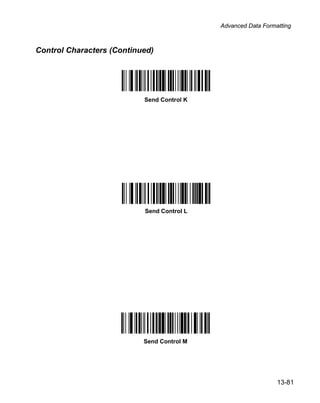 Advanced Data Formatting



Control Characters (Continued)




                           Send Control K




                           Send Control L




                           Send Control M




                                                               13-81
 