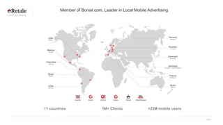 Page
a bonial.com company
Member of Bonial.com, Leader in Local Mobile Advertising
11 countries 1M+ Clients >22M mobile users
 