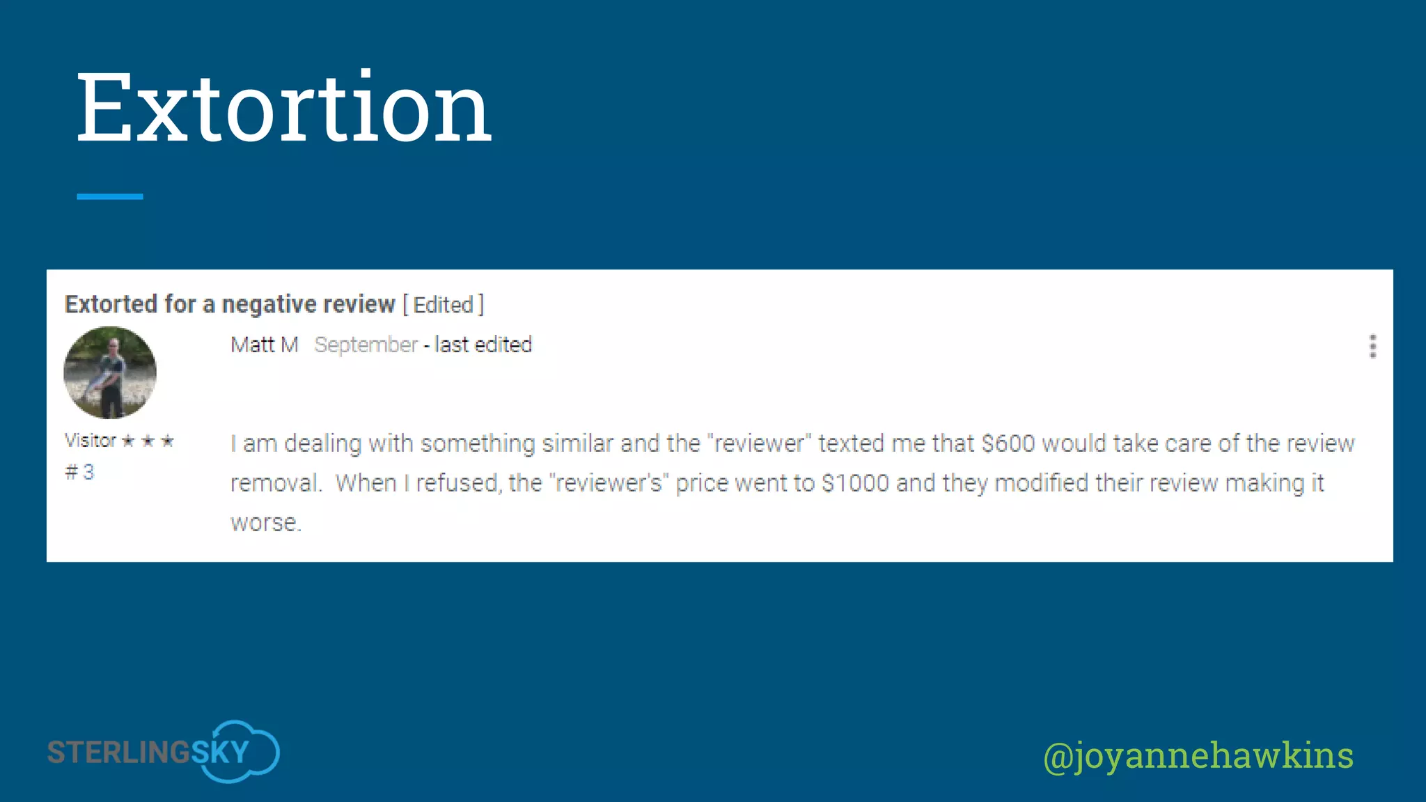 @joyannehawkins
Extortion
 