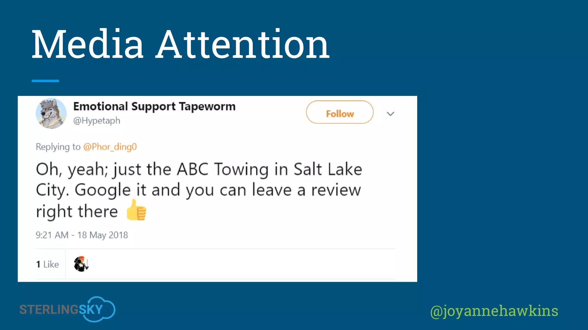 @joyannehawkins
Media Attention
 