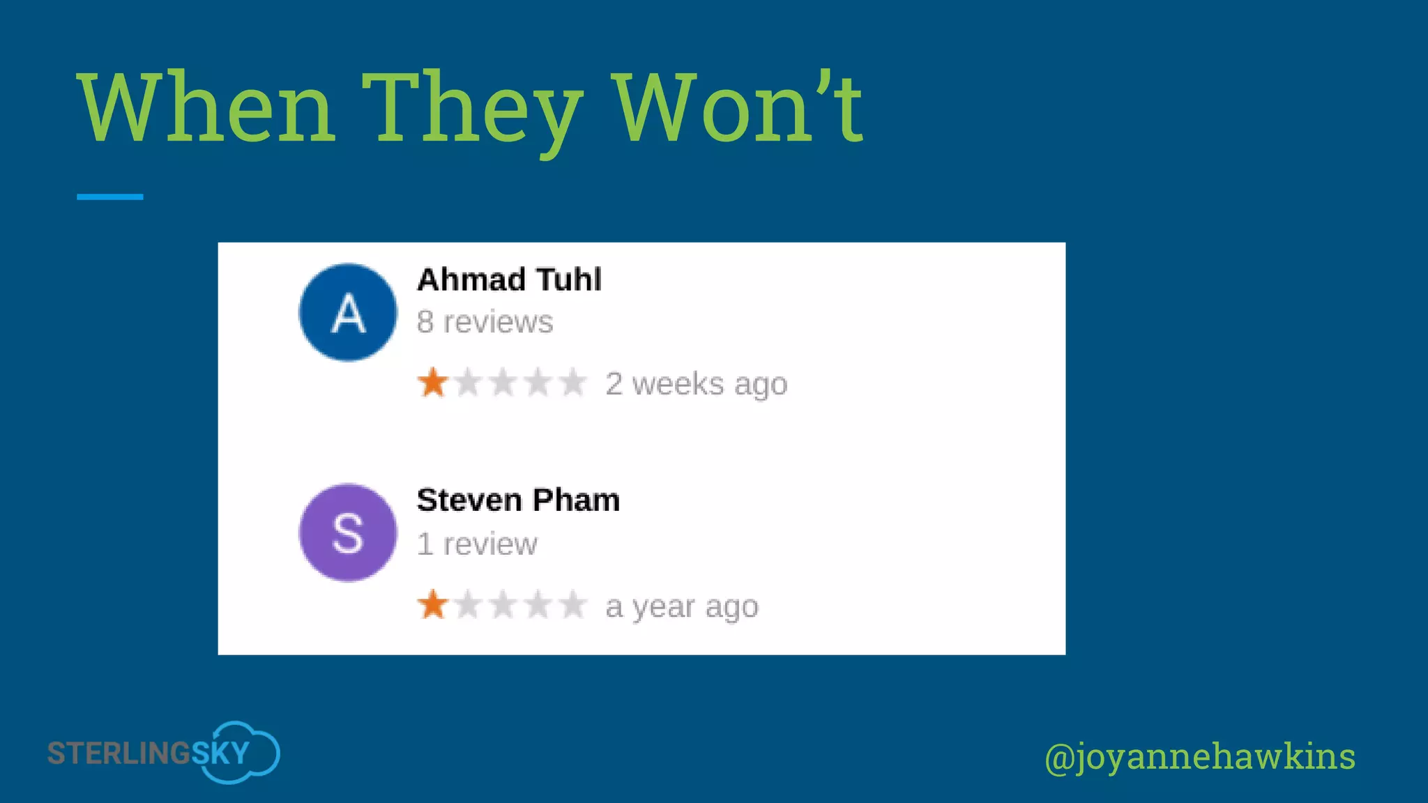 @joyannehawkins
When They Won’t
 