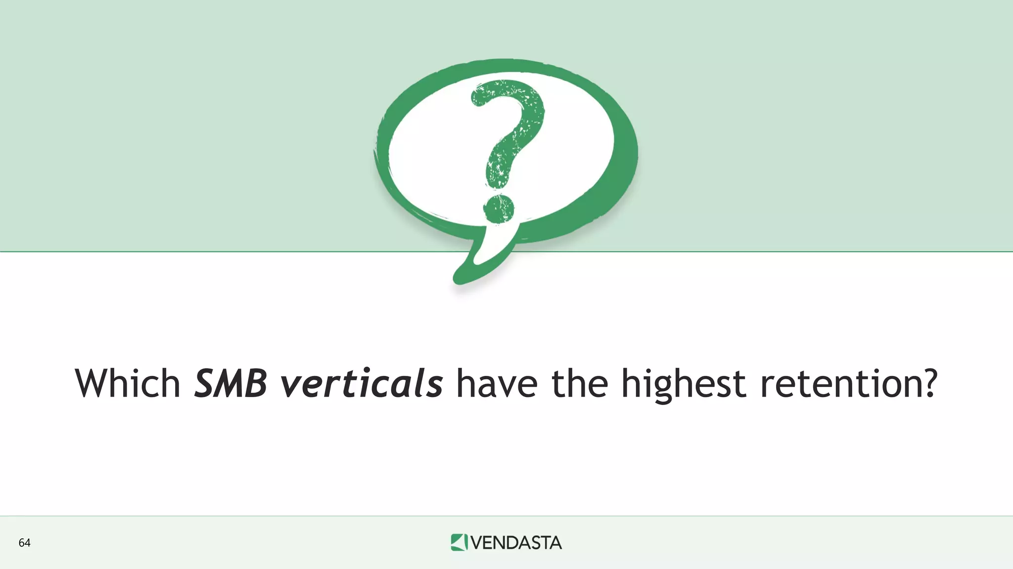 Which SMB verticals have the highest retention?
64
 