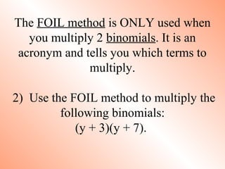 Multiplying polynomials powerpoint | PPT