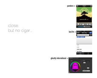 pandora +




close,
but no cigar...                             last.fm +




                  ghostly international +
 