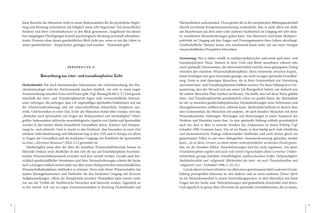 22 A N D R E A S S C H N I D E R 23
diese Bereiche des Menschen nicht in seiner Bedeutsamkeit für die persönliche Beglei-
tung und Beratung (an)erkennt, hat lediglich einen sehr begrenzten Teil menschlicher
Existenz und ihrer Lebenskultur(en) in den Blick genommen. Ausgehend von diesen
hier dargelegten Überlegungen kommt psychologische Beratung innerhalb lebensbera-
tender Prozesse ohne diesen ganzheitlichen Blick nicht aus, wenn es um das Leben in
seiner ganzheitlichen – körperlichen, geistigen und sozialen – Dimension geht.
P E R S P E K T I V E 4 :
Betrachtung aus inter- und transdisziplinärer Sicht
Fächerbündel: Die doch faszinierenden Erkenntnisse der Gehirnforschung, der Psy-
choimmunologie und der Psychosomatik machen deutlich, wie sehr es einen engen
Zusammenhang zwischen Geist und Körper gibt. (Vgl. Büssing/Kohls S. V.) Und gerade
innerhalb der Inter- und Transdisziplinarität liegen viele wissenschaftliche Erkennt-
nisse verborgen, die aufzeigen, dass z.B. regelmäßiges spirituelles Praktizieren sich auf
die Schmerzwahrnehmung und auf unterschiedlichste körperliche Symptome aus-
wirkt. Und besonders in einer Zeit, in der die Menschen immer älter werden, wird das
„Bedürfnis nach Spiritualität und Fragen der Bedeutsamkeit und Sinnhaftigkeit“ (Ebd.)
größer. Insbesondere zahlreiche neurobiologische Aspekte von Glaube und Spiritualität
wurden in den letzten Jahren hinsichtlich Gesundheit, Stress, Schmerz und Entspan-
nung be- und erforscht. Und so macht es den Eindruck, dass besonders in einer Zeit
stärkerer Individualisierung und Säkularisierung in den USA und in Europa vor allem
in Fragen der Gesundheit und des konkreten Umgangs mit Krankheit die Spiritualität
zu einer „relevanten Ressource“ (Ebd. S.2.) geworden ist.
Diesbezüglich muss aber der über die einzelnen Wissenschaftsbereiche hinaus zu
führende Diskurs noch deutlicher in den sich oft nur auf Einzeldisziplinen beschrän-
kenden Wissenschaftsaustausch erweitert und dort vertieft werden. Gerade auch hin-
sichtlich gesellschaftlicher Situationen und ihrer Herausforderungen scheint die Suche
nach Lösungen vielfach immer mehr nur über einen Dialog zwischen unterschiedlichen
Wissenschaftsdisziplinen stattfinden zu können. Denn jede dieser Wissenschaften hat
andere Herangehensweisen und Methoden für den konkreten Umgang mit diversen
Aufgabenstellungen. Allein die Komplexität einzelner Thematiken kann immer mehr
nur aus der Vielfalt der Fachbereiche betrachtet und beforscht werden. Eigentlich ist
es der Aufruf, sich von zu engen Fachwissenschaften in Richtung Fächerbündel und
Flächenfächern aufzumachen. Denn gerade die in der europäischen Bildungslandschaft
überall verordnete Kompetenzorientierung verdeutlicht, dass es nicht allein nur mehr
um Einzelwissen aus dem einen oder anderen Fachbereich im Umgang mit sehr situa-
tiv verankerten Herausforderungen gehen kann. Von Menschen wird heute Multipers-
pektivität im Umgang mit den Fragen und Deutungsmustern ihres Lebens abverlangt.
Gesellschaftliche Themen lassen sich zunehmend kaum mehr nur aus einer einzigen
wissenschaftlichen Perspektive betrachten.
Vernetzung: Wer es daher schafft, in multiperspektivischer und somit auch inter- und
transdisziplinärer Weise Themen in ihrer Tiefe und Breite auszuloten, erkennt sehr
rasch spirituelle Dimensionen, die mitverantwortlich sind für einen gelungenen Dialog
zwischen den einzelnen Wissenschaftsdisziplinen. Denn Netzwerke zwischen Expert_
innen benötigen eine ganz bestimmte geistige, um nicht zu sagen spirituelle Grundhal-
tung. Denn es sind diejenigen Menschen, die in ihrer Gestimmtheit erst Vernetzung
und somit Inter- und Transdisziplinarität erlebbar machen. Für diese Haltung ist es Vor-
aussetzung, dass der Mensch sich aus seiner Ich-Bezogenheit befreit, um dadurch erst
für andere Menschen Platz machen zu können. Das heißt, dass auf diese Weise gelebte
Inter- und Transdisziplinarität grundsätzlich schon ein großer Raum der Spiritualität
ist, der so manchen gesellschaftspolitischen Herausforderungen neue Sichtweisen und
Herangehensweisen eröffnen bzw. anbieten kann. Spiritualität bedeutet in diesem Sinn
eine Gestimmtheit, die Menschen mit anderen, oft auch fremden Menschen mit ihren
Wissenskontexten, Haltungen, Wertungen und Bewertungen in einen Austausch des
Denkens und Handelns treten lässt. So eine spirituelle Haltung schließt grundsätzlich
auch ein, dass es über so manche Strecken des Austausches zu einem Polylog (Vgl.
Schnider 1996.) kommen kann. Das ist ein Raum, in dem häufig auch viele inhaltliche
und themenzentrierte Dialoge nebeneinander stattfinden und nicht immer gleich ein
gemeinsamer Fokus in nur einer dialogischen Auseinandersetzung gefunden werden
kann. „So ist dieser Lernort zu einem immer widersprüchlicher werdenden Puzzle gewor-
den, wo die Paradoxe blühen. Pauschalisierungen sind hier nicht zugelassen. Aus dieser
Grundatmosphäre ergeben sich auch viele weitere Eigenschaften dieses Lernortes: Unüber-
sichtlichkeit, geringe Stabilität, Schnelllebigkeit, unüberschaubare Größe, Vielsprachigkeit,
Multikulturalität und -religiosität (Blickwinkel des Inter- als auch Transkulturellen und
-religiösen!) usw.“ (Schnider 1996, S. 24–25.)
Gerade dieser Lernort erfordert von allen einen gemeinsamen Spirit und eine Grund-
haltung prinzipiellen Interesses an den anderen und an etwas anderem. Dieser Spirit
ist ein Wesensbestandteil in einem Entwicklungsprozess, in dem Menschen mit ihren
Fragen auf der Suche sind. Wahrnehmungen und gedankliche Konstrukte sind divers.
Und eigentlich ist genau diese Diversität die spirituelle Grunddimension, die zu neuen,
 