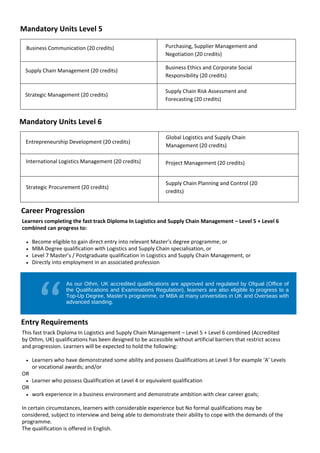 Combined - Level 5 + Level 6 Diploma In Logistics and Supply Chain ...